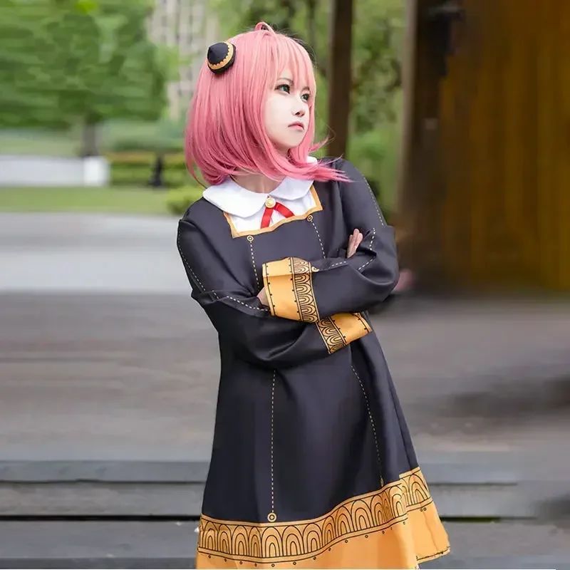 Anime Cosplay Toddler - アニメ『SPY×FAMILY』のアーニャのコスプレ衣装、幼児用。アーニャのコスプレ、かわいい黒いドレス、パーティー衣装、ウィッグ、ハロウィーン、女性、女の子向け。