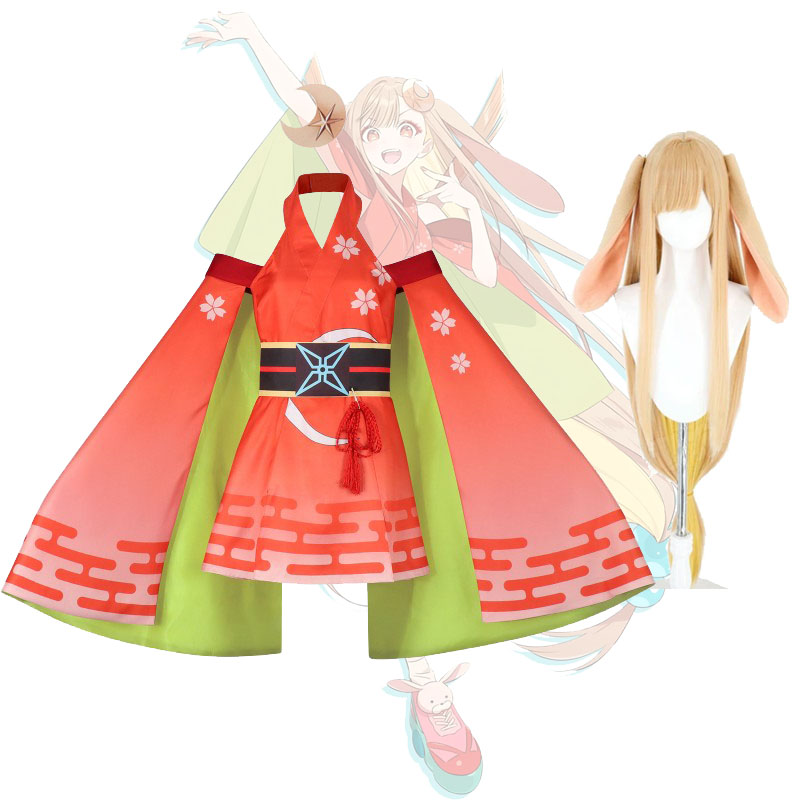 Anime Cosplay Kimono - 2026年宇宙カグヤコスプレ着物セットカグヤ姫！ ステージ衣装 ハロウィンパーティー アニメエキスポ コスプレイヤー用ウィッグとヘッドウェア