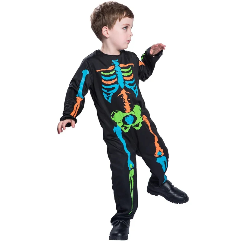 Anime Cosplay Toddler - 2026 ハロウィンレインボースケルトンガールドレスカラフルスカルボーイコスチューム幼児ファンキーパンキーボーンコスプレ衣装カーニバルファン 2HORM