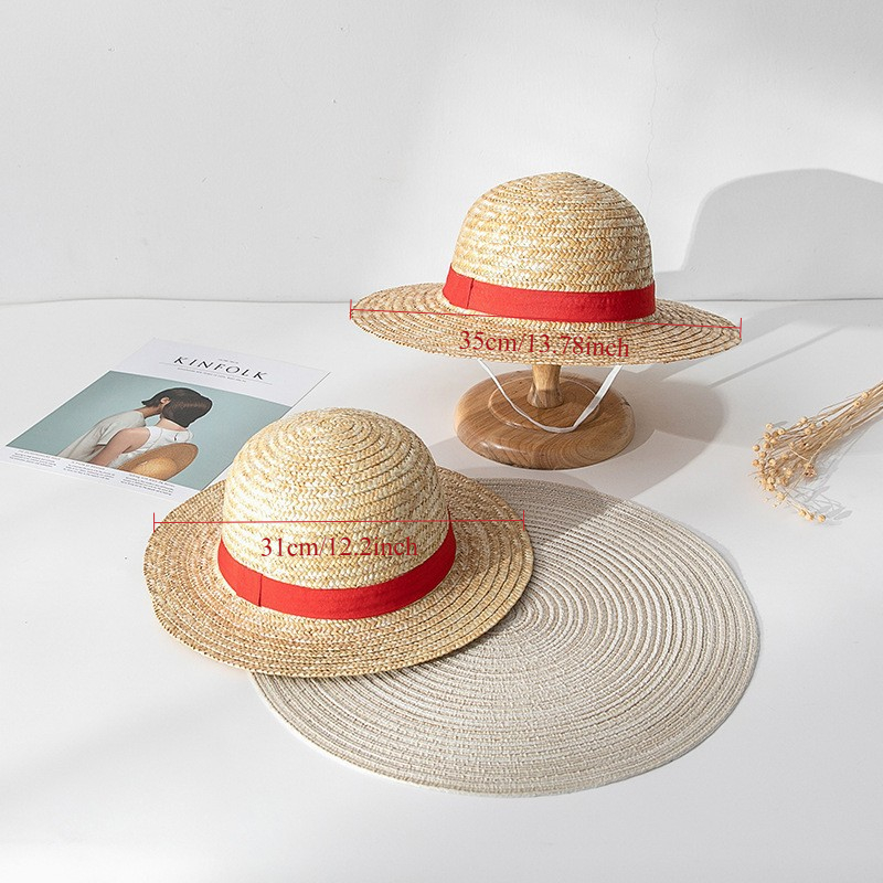 Anime Cosplay Luffy - 麦わら帽子アニメコスプレ小道具ルフィキャップロールプレイ漫画麦わら帽子ステージパフォーマンスアクセサリー日よけ帽子 31/35 センチメートル誕生日ギフト