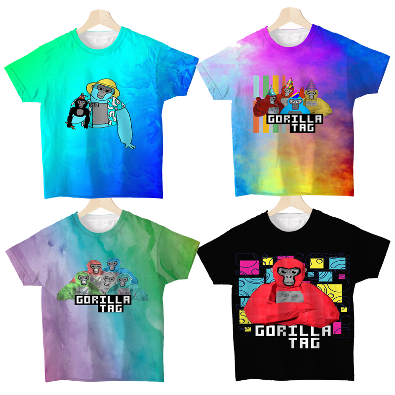 Anime Cosplay Toddler - ゴリラタグ子供 Tシャツ少年少女のためのモンケアニメ Tシャツ猿の子漫画 Tシャツ Camiseta 夏幼児