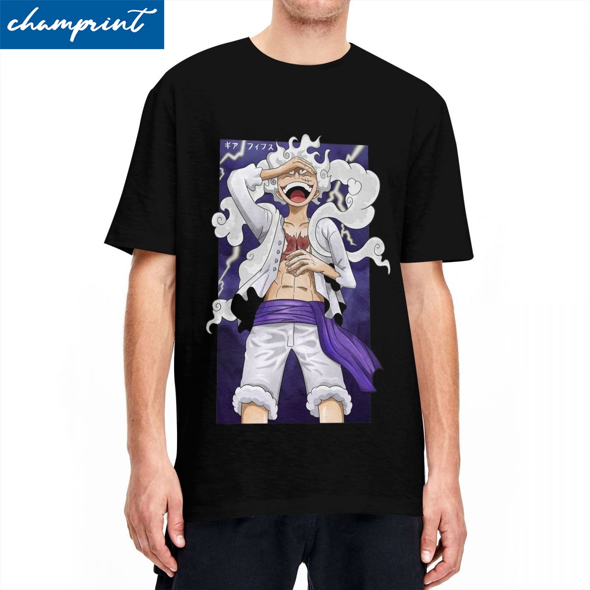 Anime Cosplay Luffy - プリティング ルフィ ワンピース 日本アニメ Tシャツ メンズ