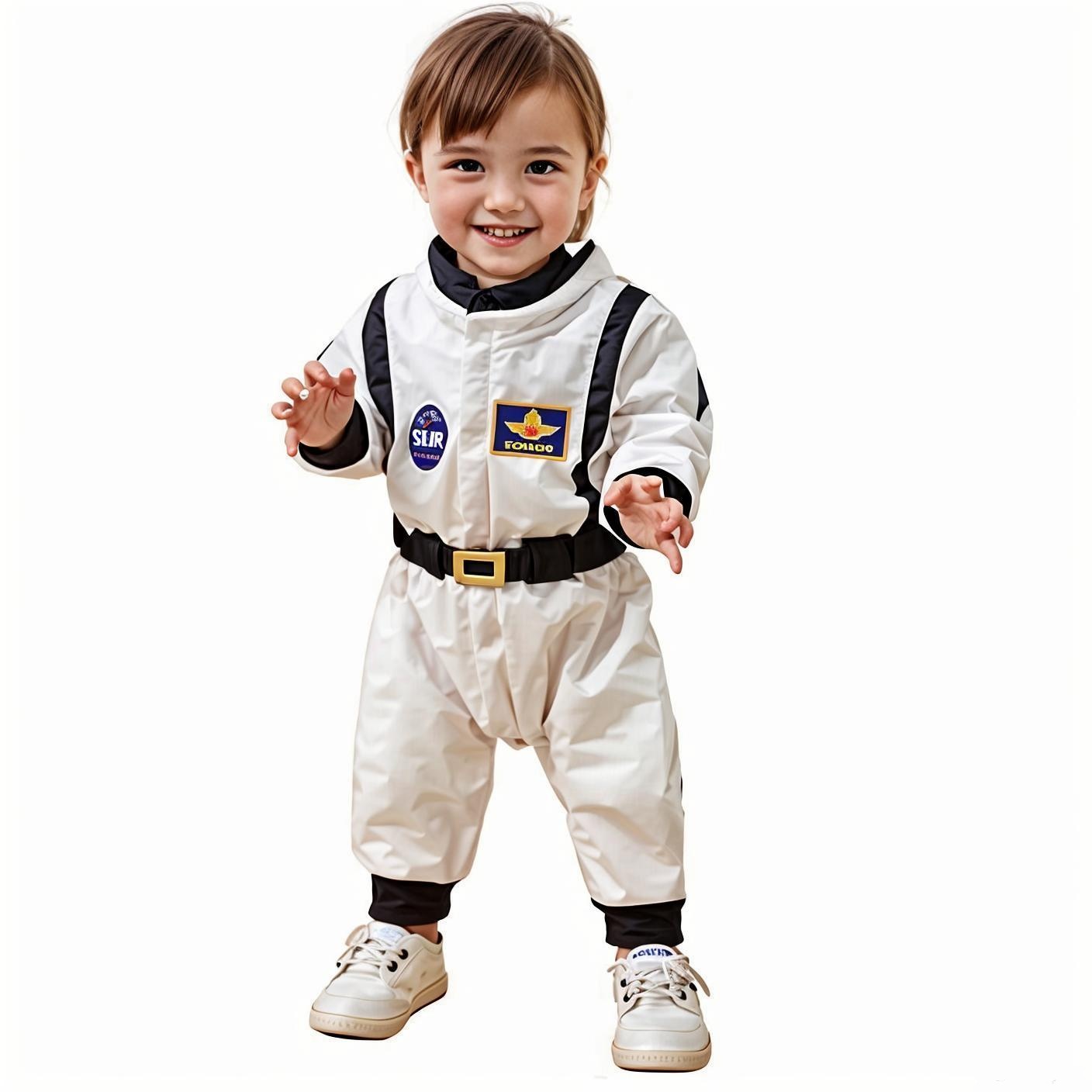 Anime Cosplay Toddler - 赤ちゃん幼児宇宙飛行士コスプレ衣装刺繍入り宇宙役割パーティージャンプスーツハロウィンコスチューム秋と冬長袖