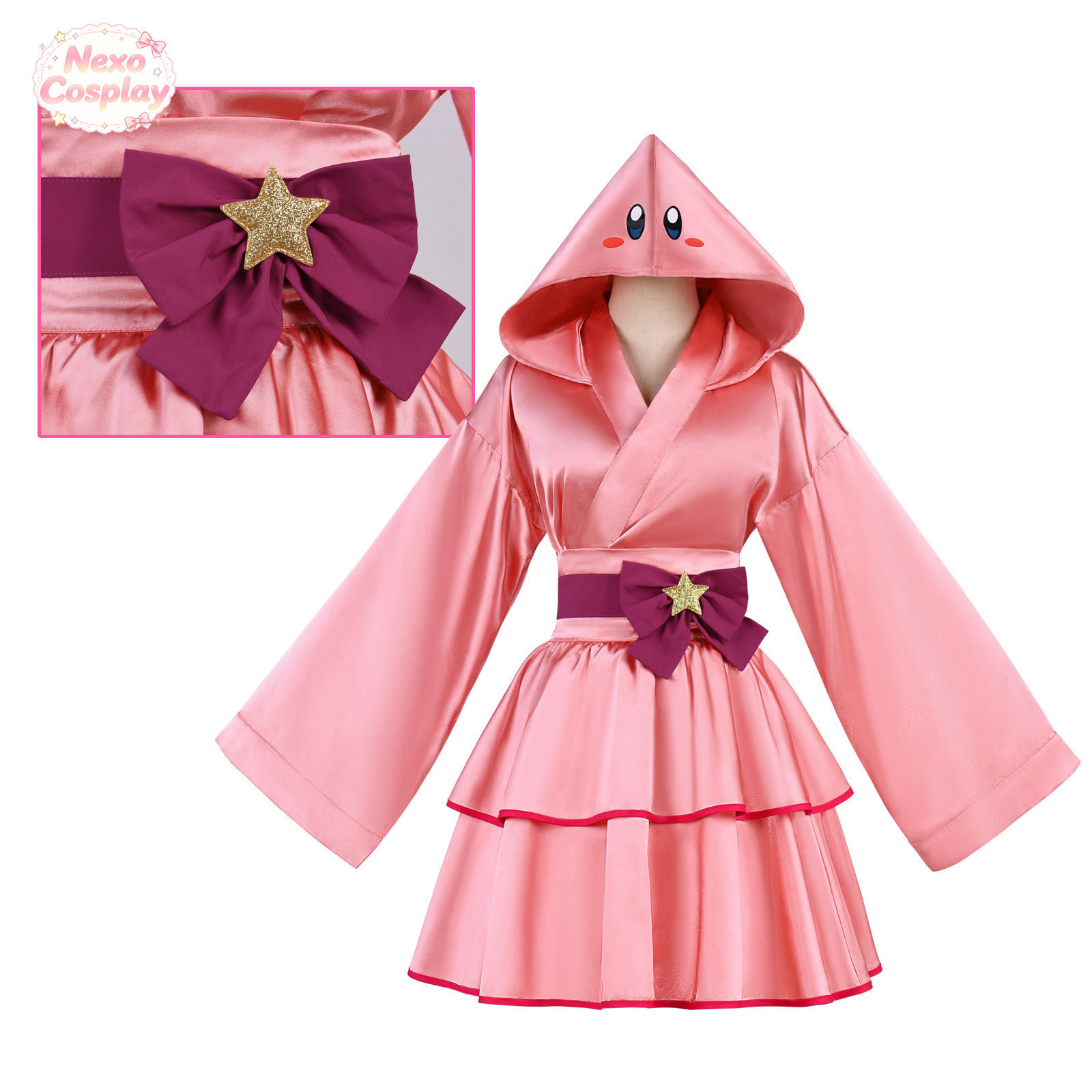 ピンクボール コスプレ衣装 ピンクガール フード付き着物スカ - Anime Cosplay Kimono のレビューと価格