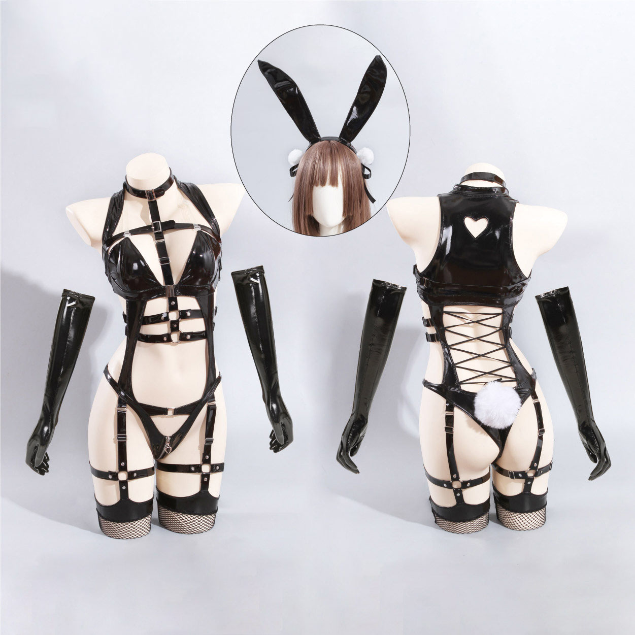拘束バニーガールコスプレ衣装女性のセクシーなレザーボディスー - Anime Cosplay Bunny のレビューと価格